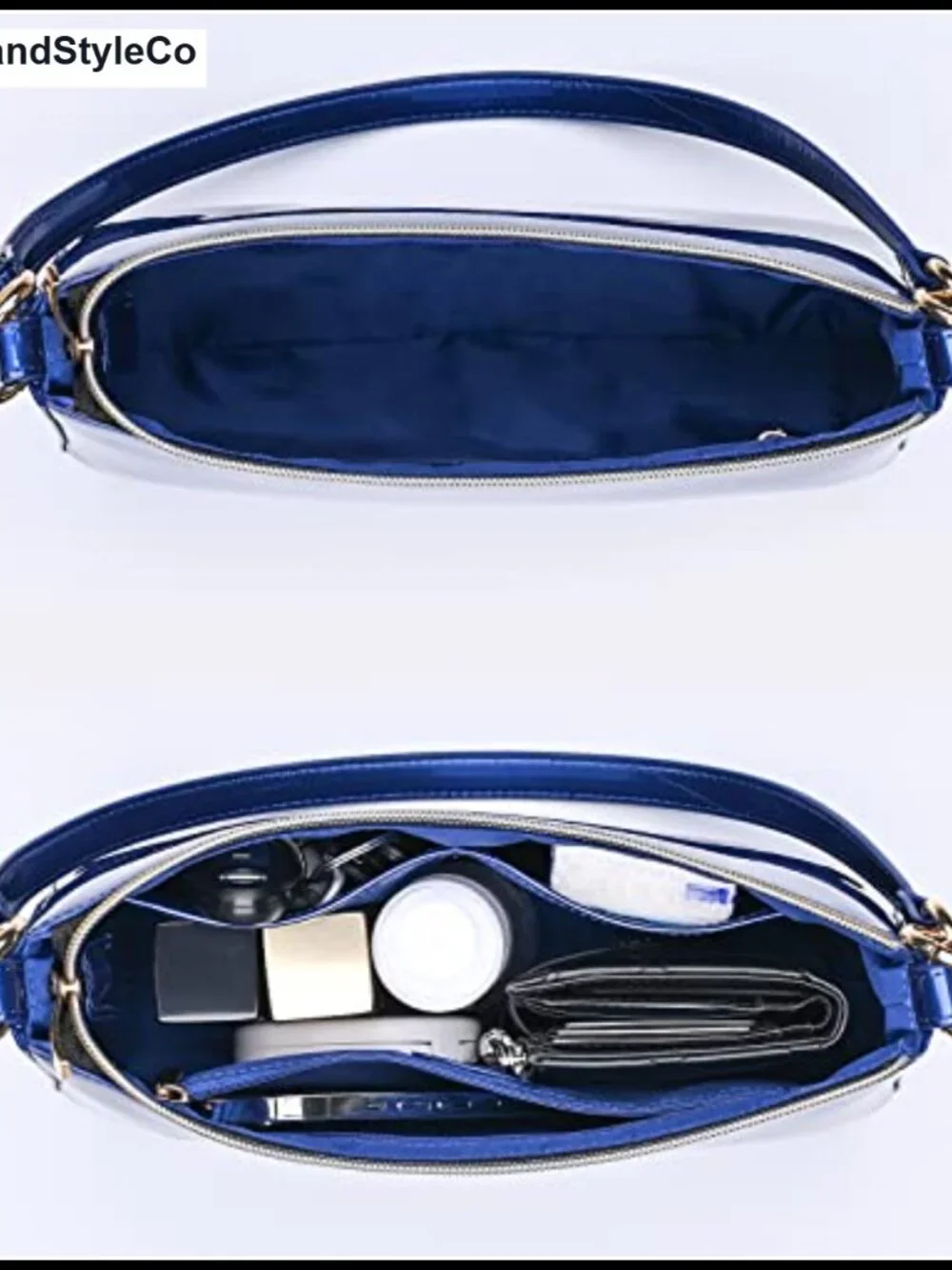 Vegan Patent Leather Y2K Shoulder Bag Womens Shiny Clutch Purse with Strap
